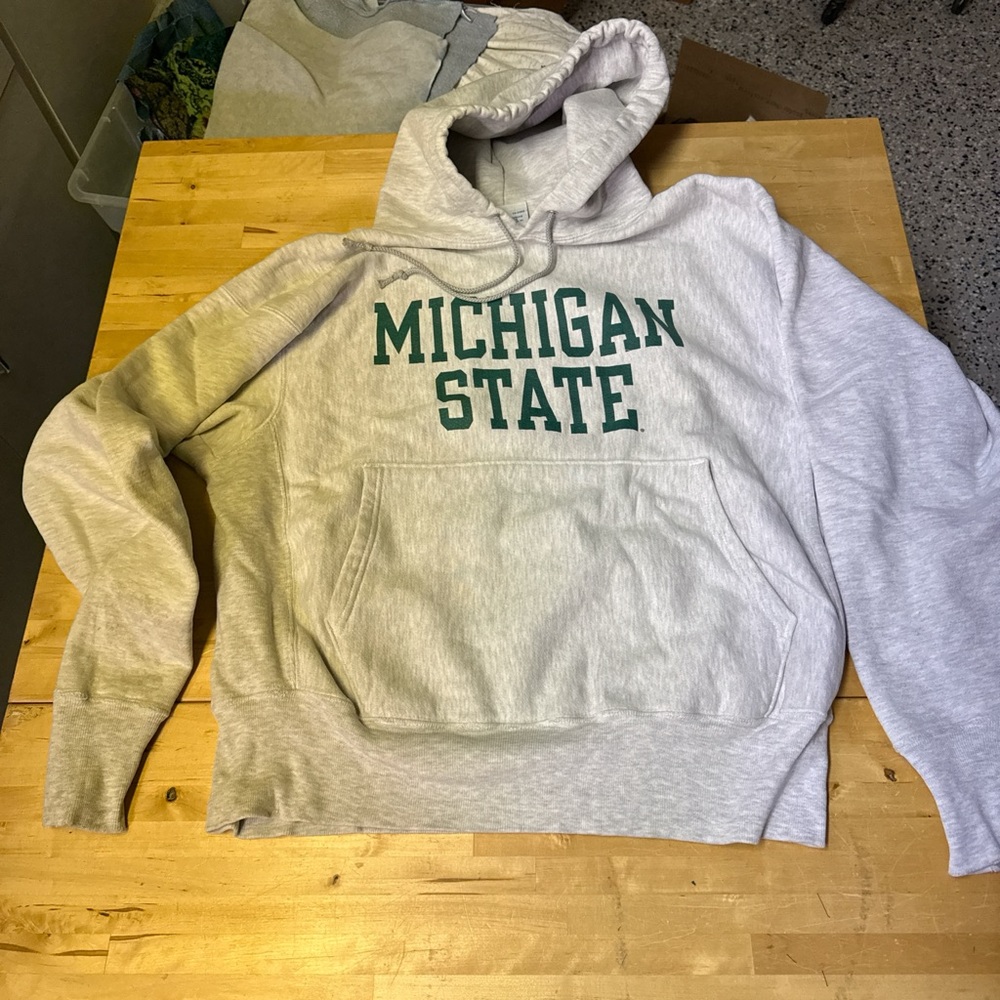 Champion Gray Hoodie with Green Print